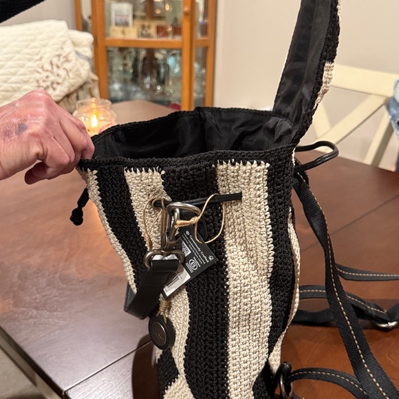 THE SAK Chic Black and White Striped Backpack - Picture 8 of 10